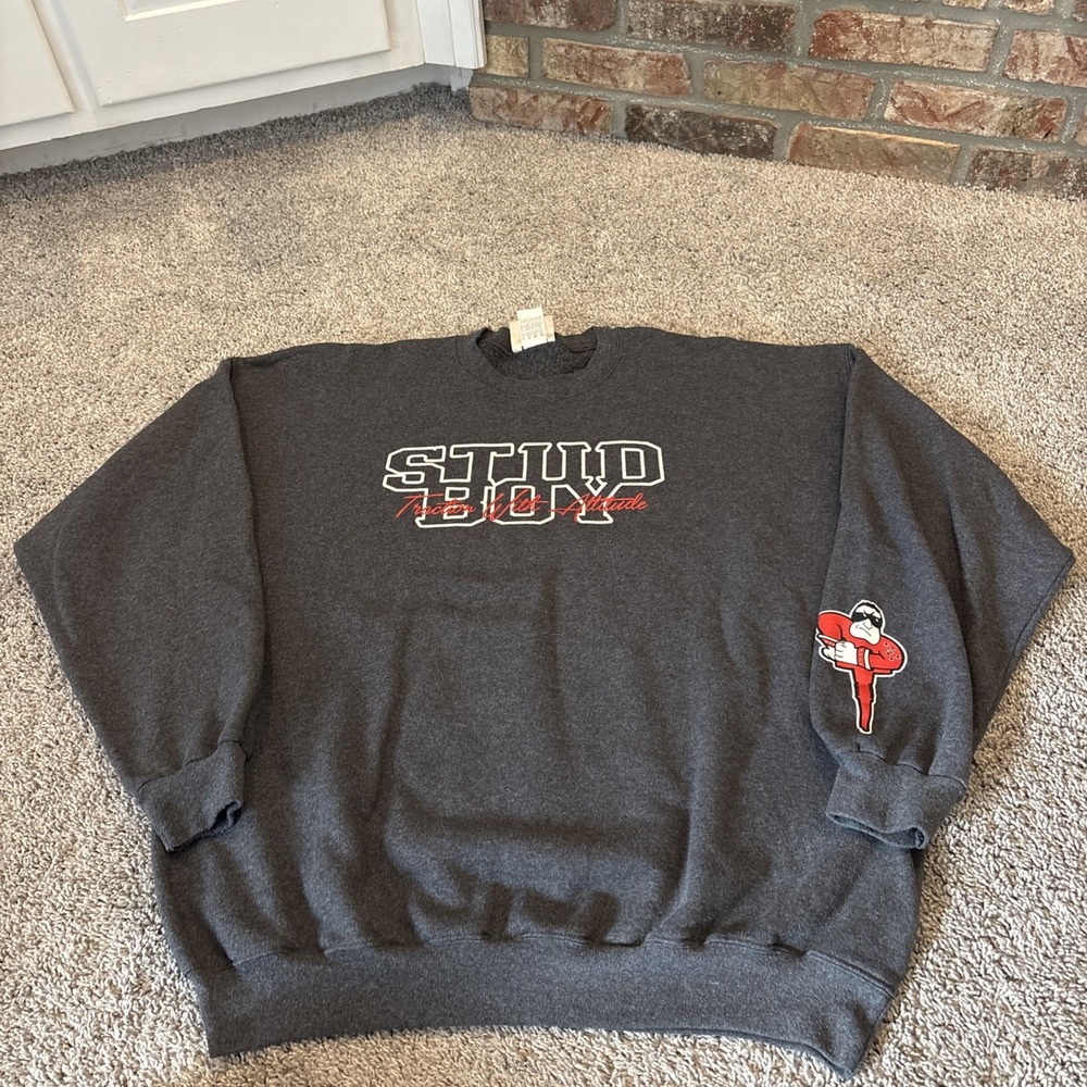 Vintage Y2K Stud Boy Factory Racing Hoodie Mens XL Gray Snowmobile Sweatshirt